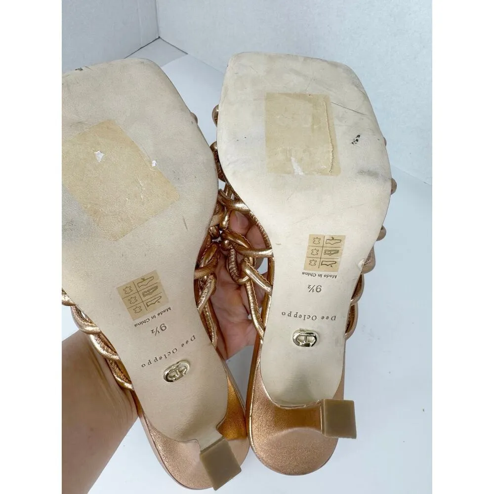 DEE OCLEPPO Belize Metallic Gold Copper Caged Mule Sandals In SZ US 9.5 - Image 5
