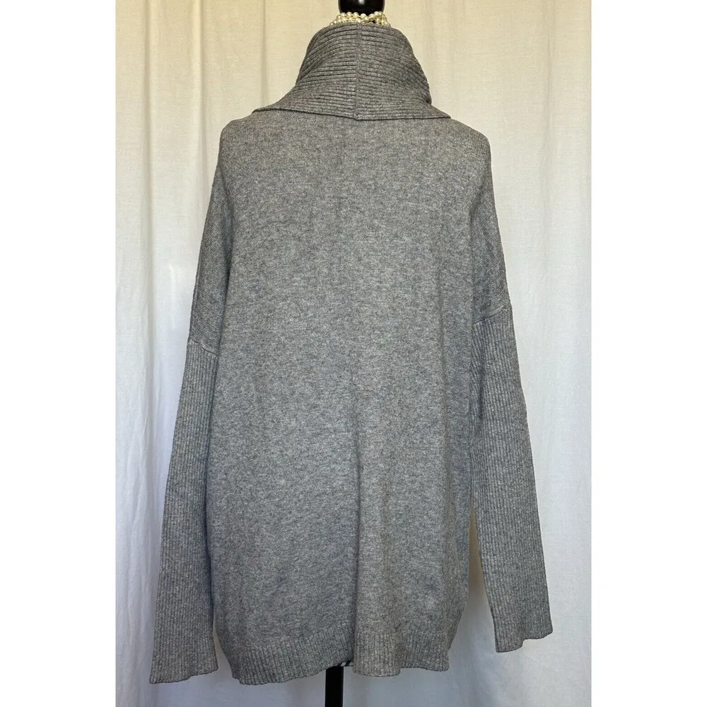 Cyrus Rayon Blend Tight Knit Gray Cowl Neck Dolman Sleeve Sweater w/Pockets L - Image 2