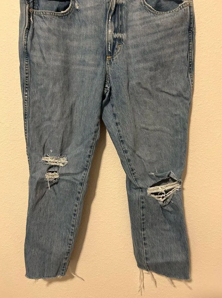 AMO Relaxed Fit Distressed Jeans Women's Size 29 Luxury Denim Streetwear Raw Hem - Image 7