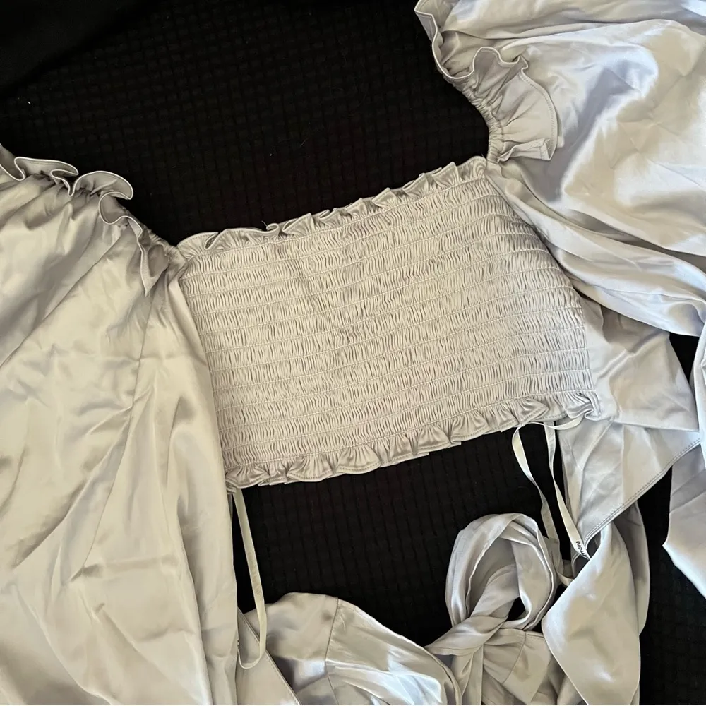 For Love & Lemons Argent Wrap Long Sleeve Top in Silver  Small - Image 7