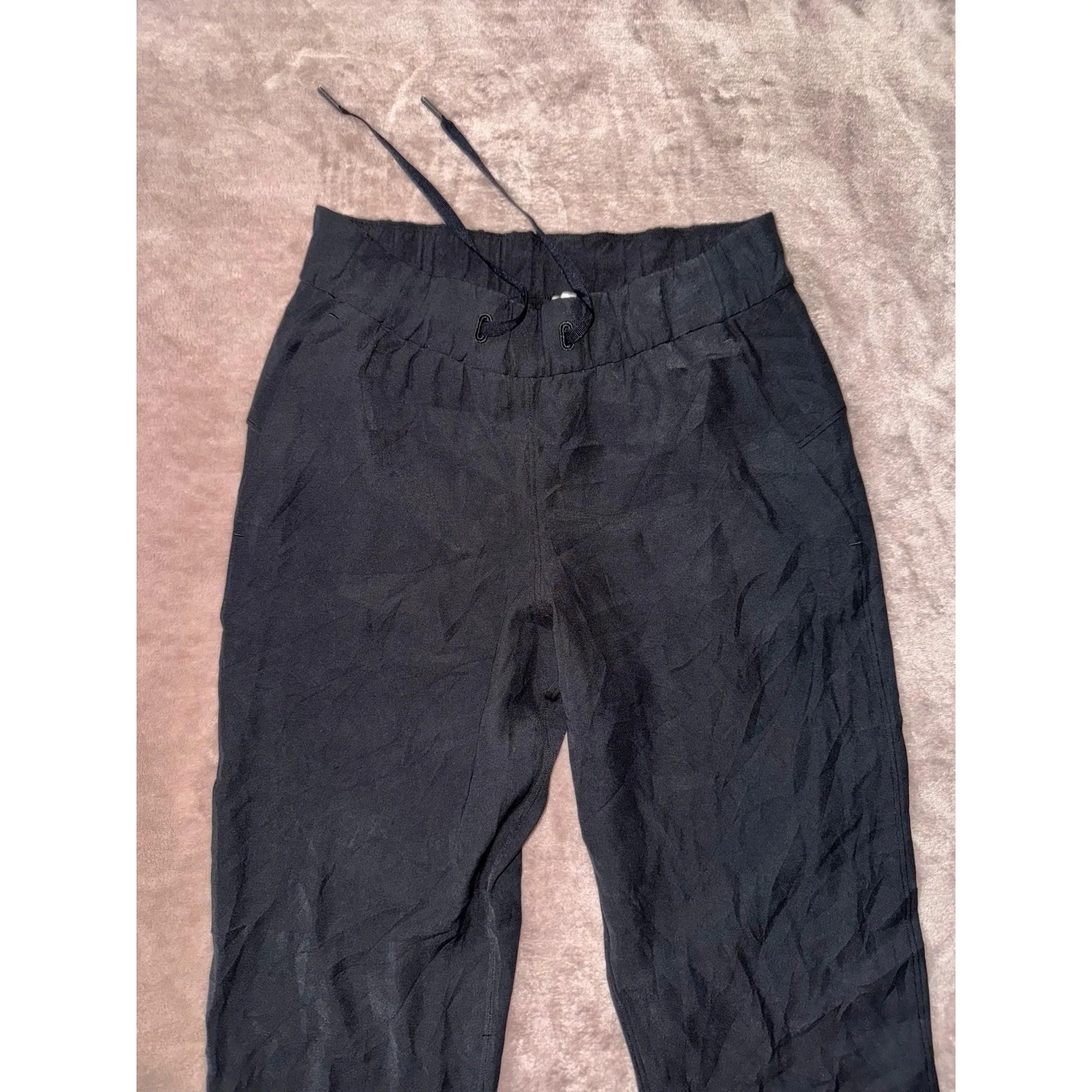 Lululemon‎ Women's Keep Moving Lounge Drawstring Black Cropped pants Size 4 - Image 2