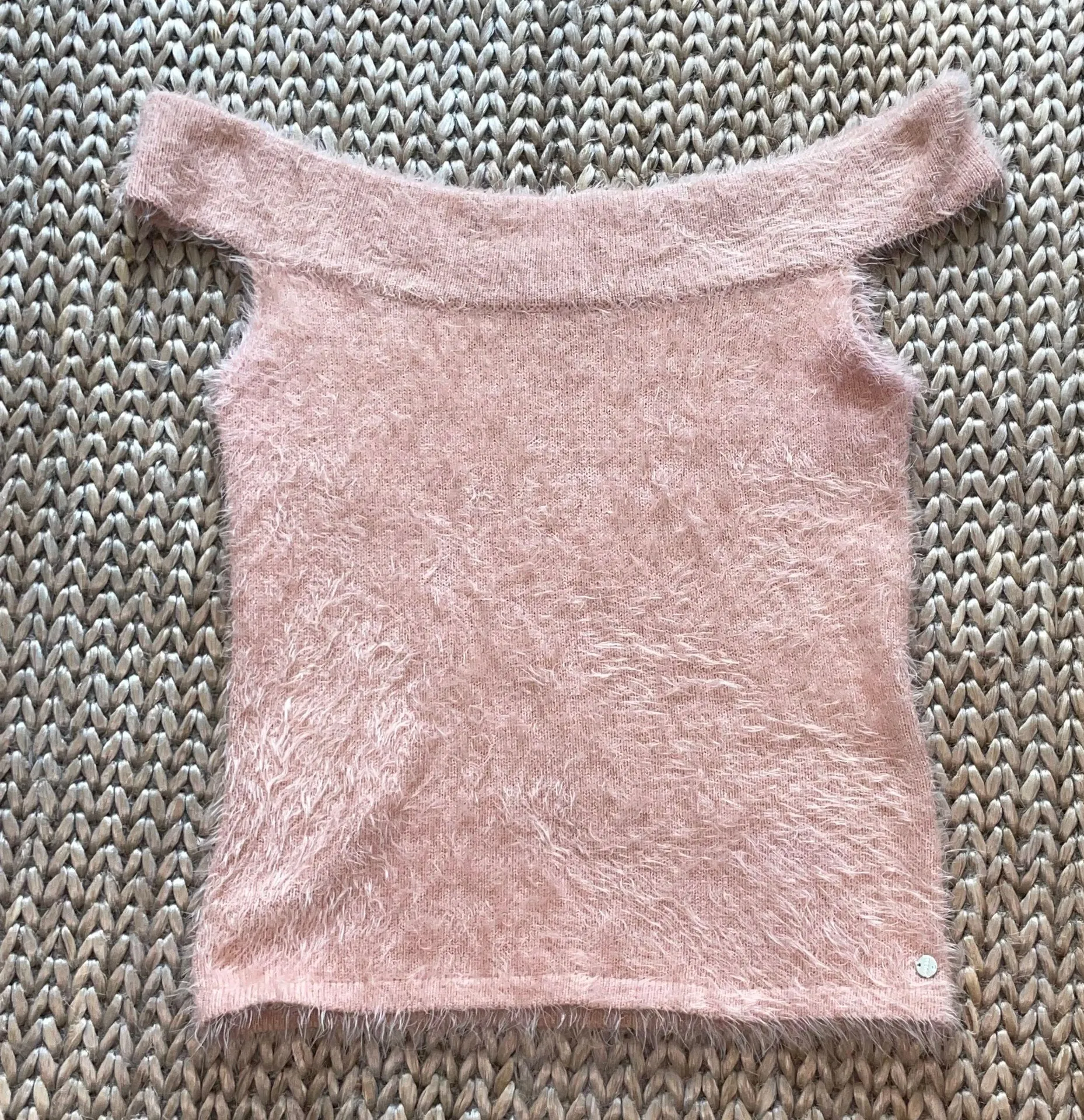 Blush Pink Off The Shoulder Fuzzy Blouse XL - Image 7