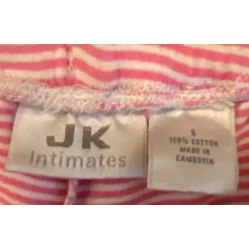 JK Intimates Pink White Striped Drawstring Capri Pajama Pants Women's Sz Small​ - Image 4