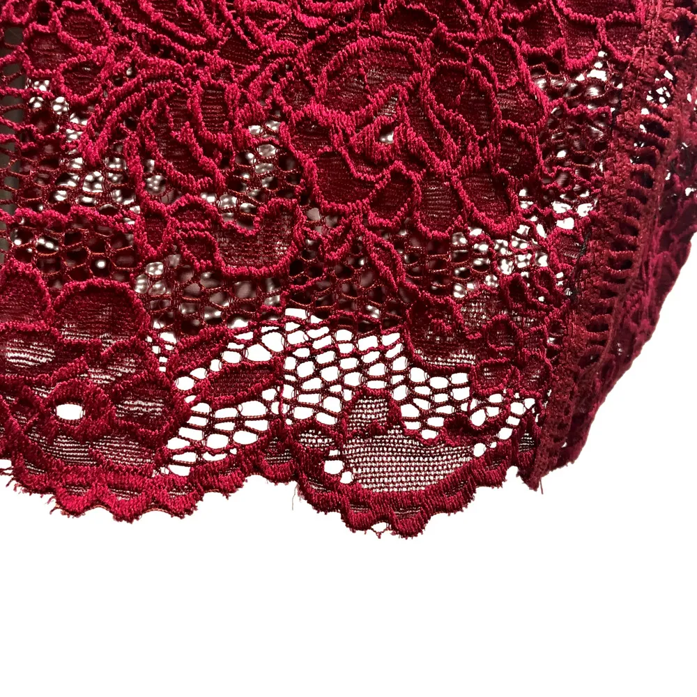 MiaoMiao Wine Lace Overlay Pencil Dress - Image 7