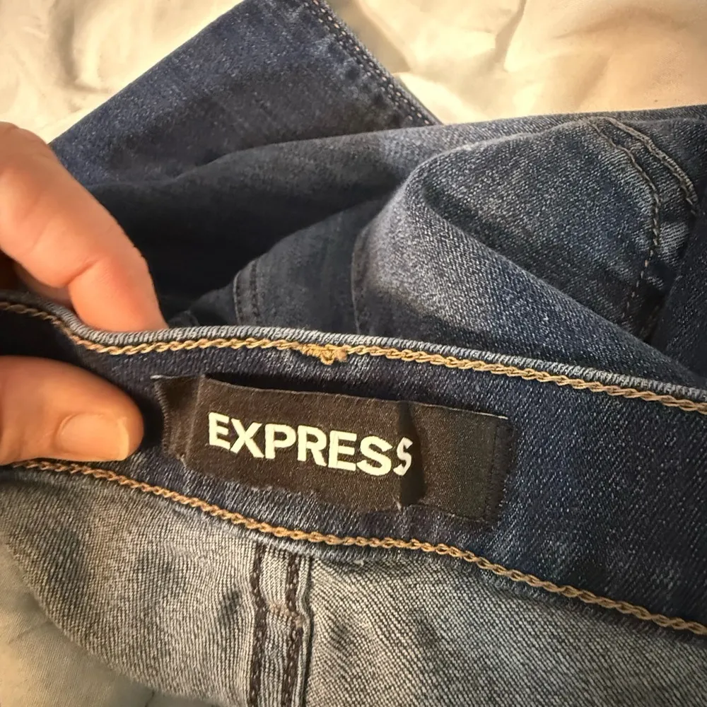 Express Blue Flare Wide Leg Jeans with Gradient Wash - Image 3