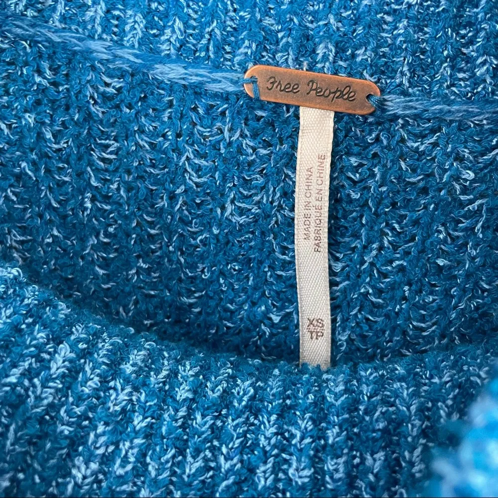 Free People Edessa Blue Balloon Sleeve Sweater Slouchy Sz XS Boho - Image 7