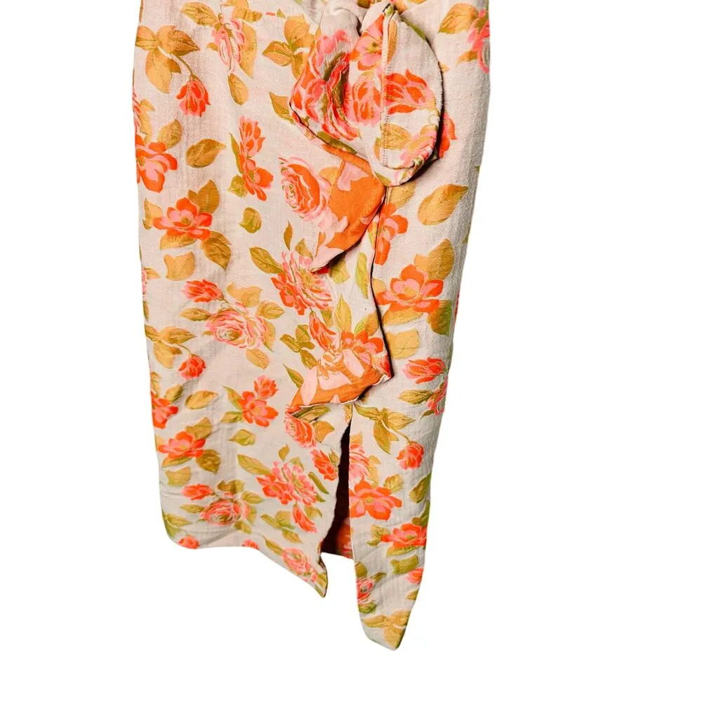 SHOSHANNA Multicolor Floral Cotton Blend Statement Bow Tie Merlin Dress Size 10 - Image 8