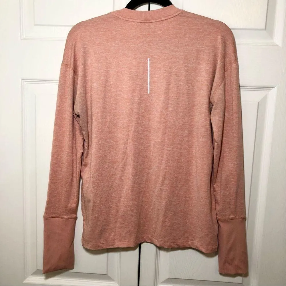 Nike Women’s Dri-Fit Pink/Peach Heathers Long-Sleeved Running Shirt Size S - Image 3