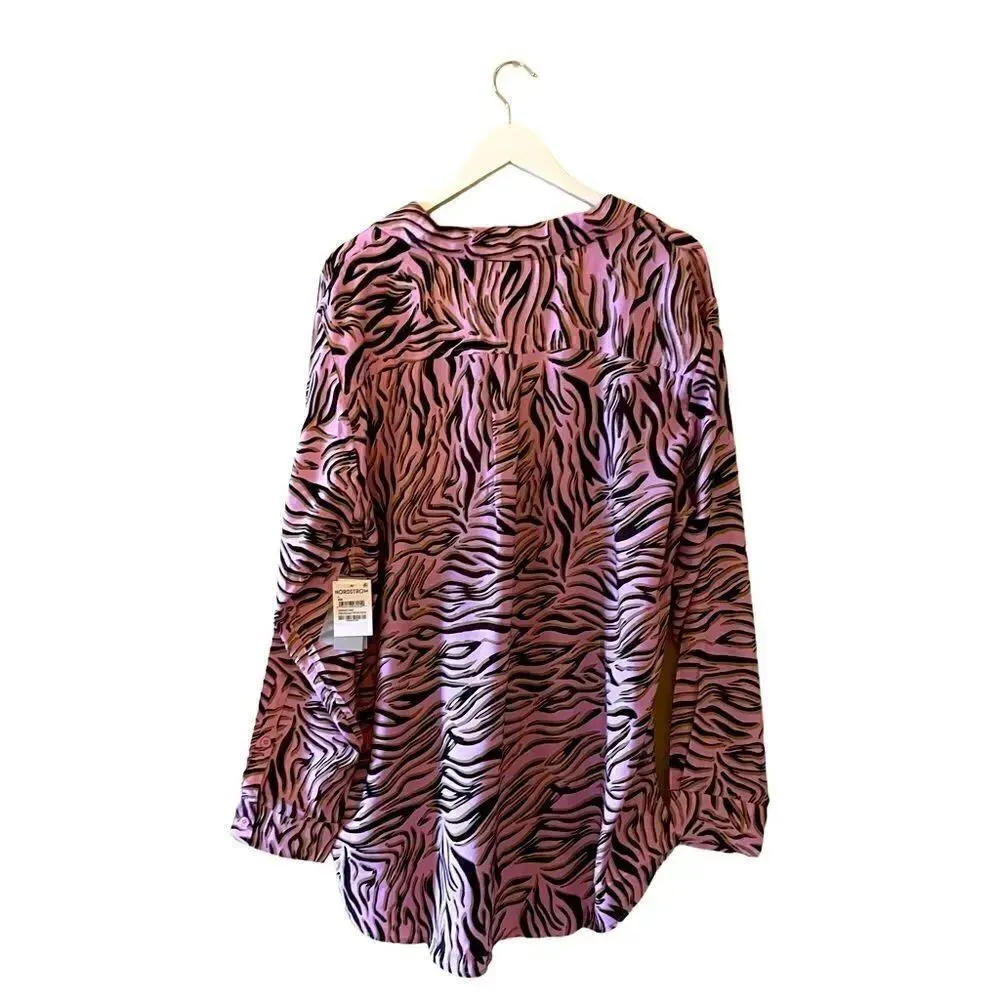 BP. BE PROUD Pride PINK BOUQUET RETRO ZEBRA Button-Up Shirt SZ L - Image 8