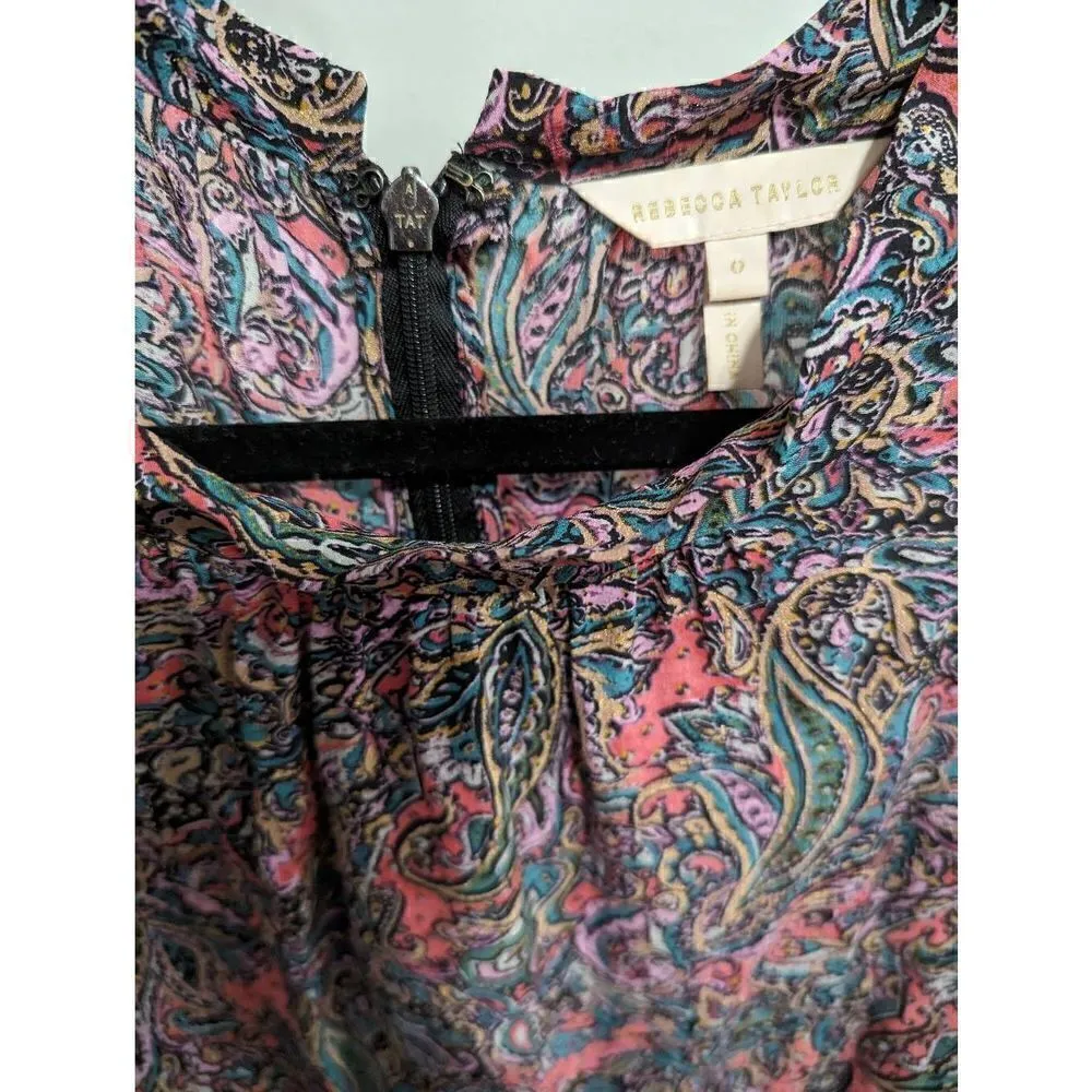 Rebecca Taylor Hudson Paisley silk long sleeve dress size 0 - Image 5