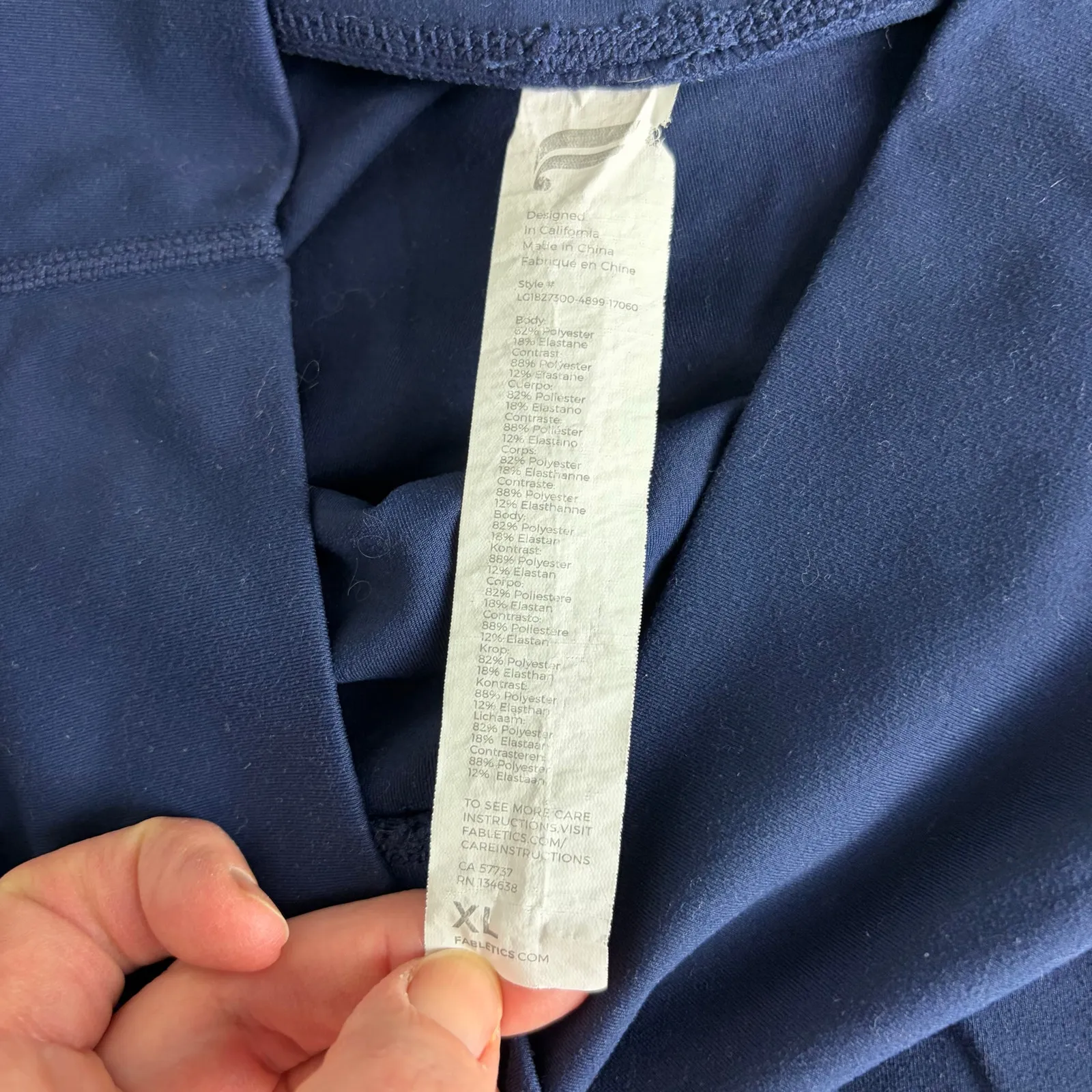 Fabletics Cashel Foldover PureLuxe Leggings Size XL Navy Blue Ruched Gym Yoga - Image 3