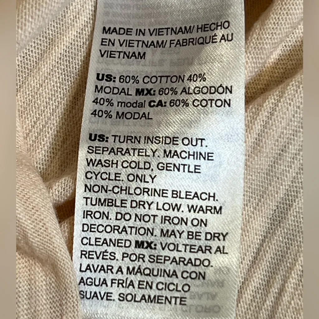 Chico's Peach Cotton Scoop Neck Metallic Tropical Floral Short Sleeve Tee - Image 5