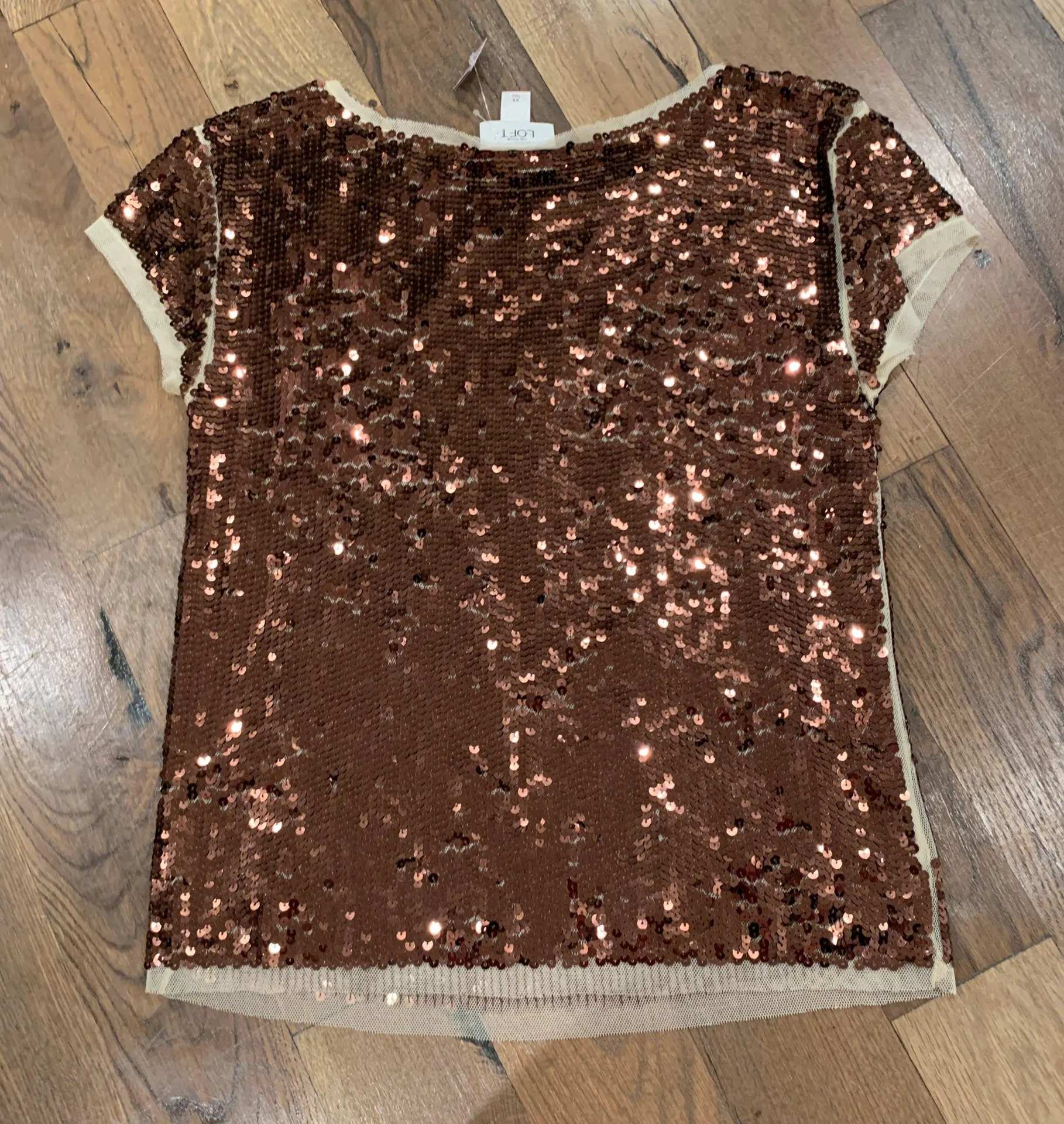 Gold Sequin Blouse Top Size XS - Image 7