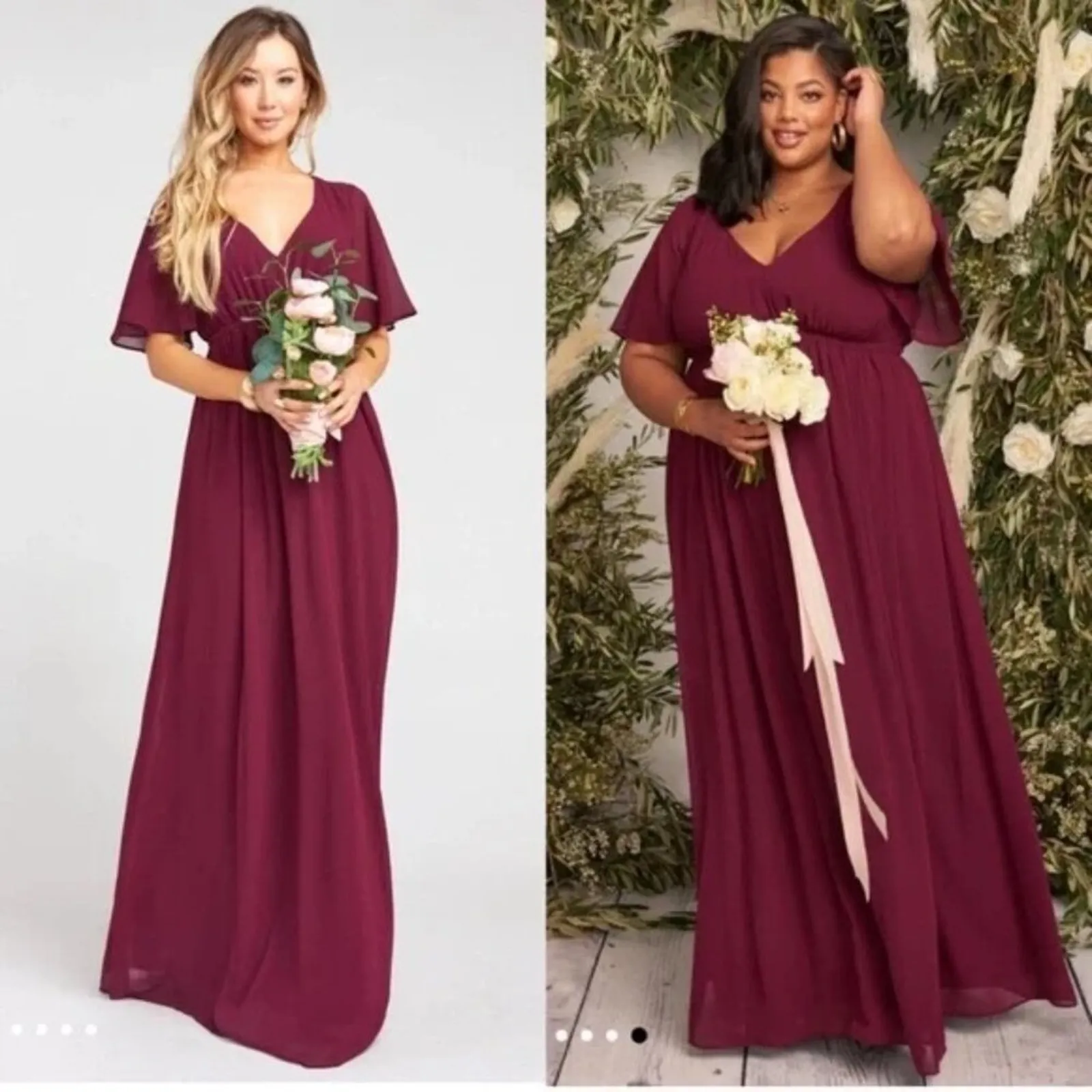 Show Me Your MuMu Emily Empire‎ Maxi Dress Merlot Chiffon Bridesmaid Size XL NEW - Image 2