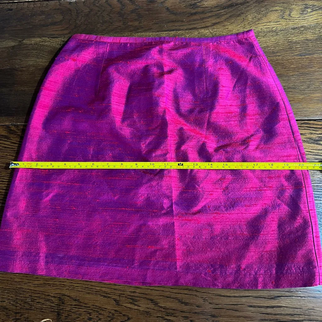 Vintage French 100% Dupioni Silk Magenta Mini Skirt Y2K Pink Red Size undefined - Image 10