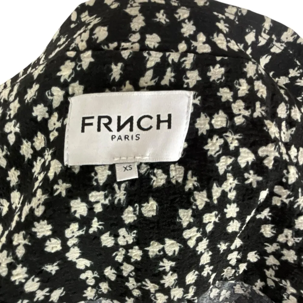 FRNCH Floral Print Black and White Midi Button Down Dress - Image 14