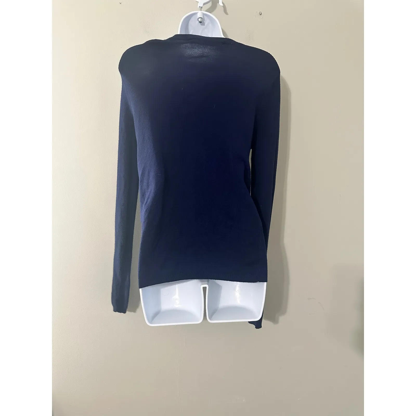 Zara Knit Navy Blue V Neck Button Up Cardigan Sweater Women S - Image 4