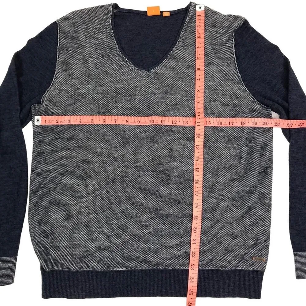 HUGO BOSS Linen Blend Sweater Women L Blue Colorblock Unisex Y2K Retro Romantic - Image 4