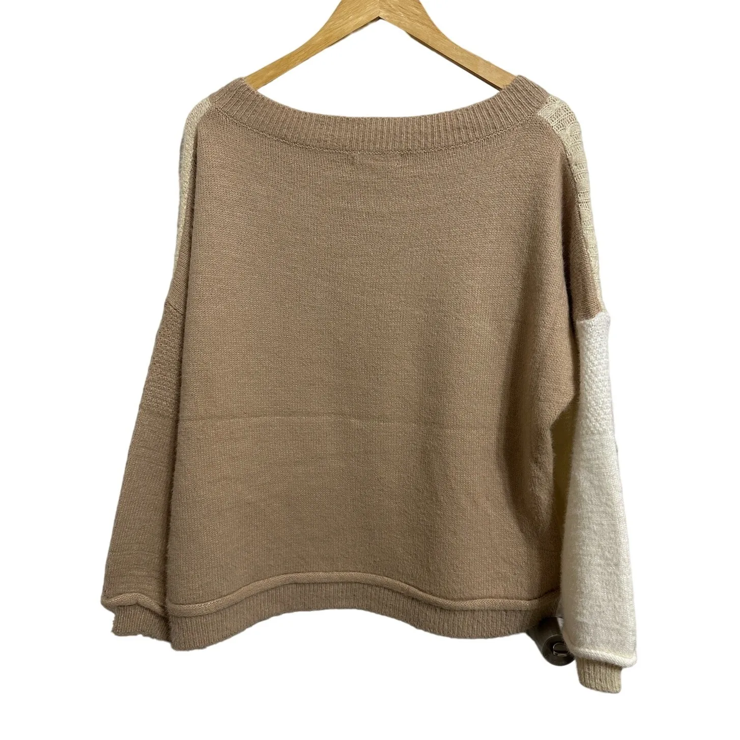 Amaryllis women's patchwork oversized boat neck sweater‎ size Xs/S Brown - Image 5
