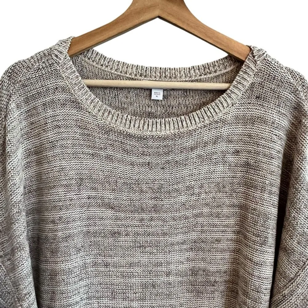 J Jill Pure Jill Womens Linen Blend Knit Sweater Sz XL Loose Coastal Lightweight Tan - Image 2
