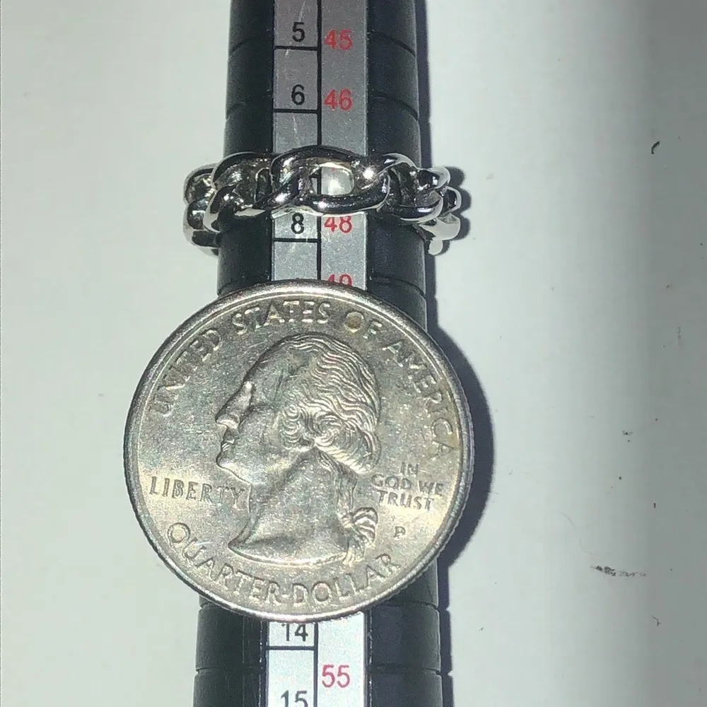 Size 4 Silver Tone Chain Link Boho Ring - Image 3