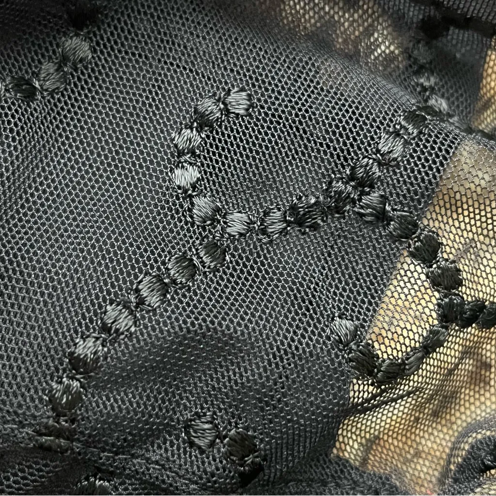 Lunaire Black Mesh Lace Wireless Bra 40DDD Sheer Embroidered Plus Size Gothic - Image 6