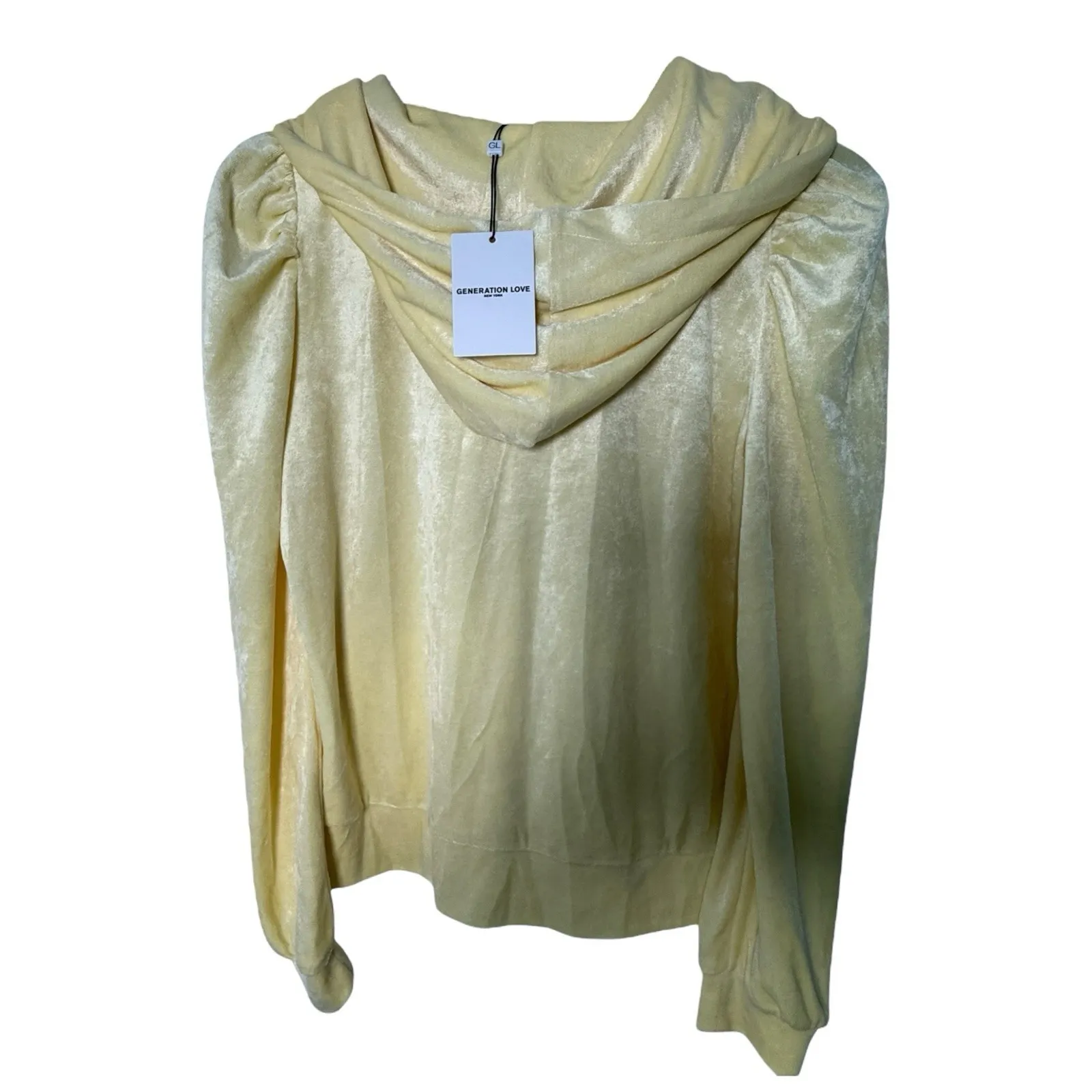 Generation Love Primrose Hoodie Small Butter Yellow Velvet NWT Women's Pullover - Image 10