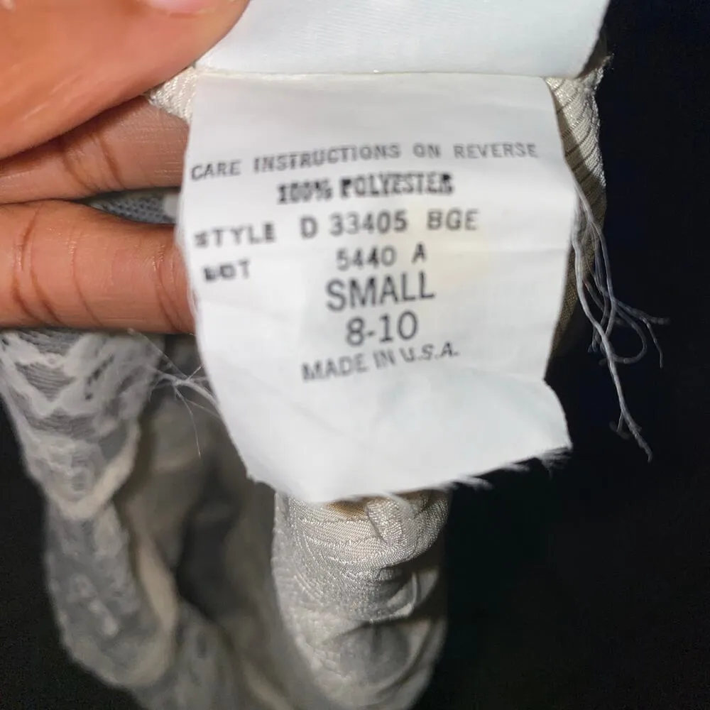 Gilligan & O'Malley Vintage Cream Satin Lace Sleeveless Maxi Slip Dress Small - Image 8