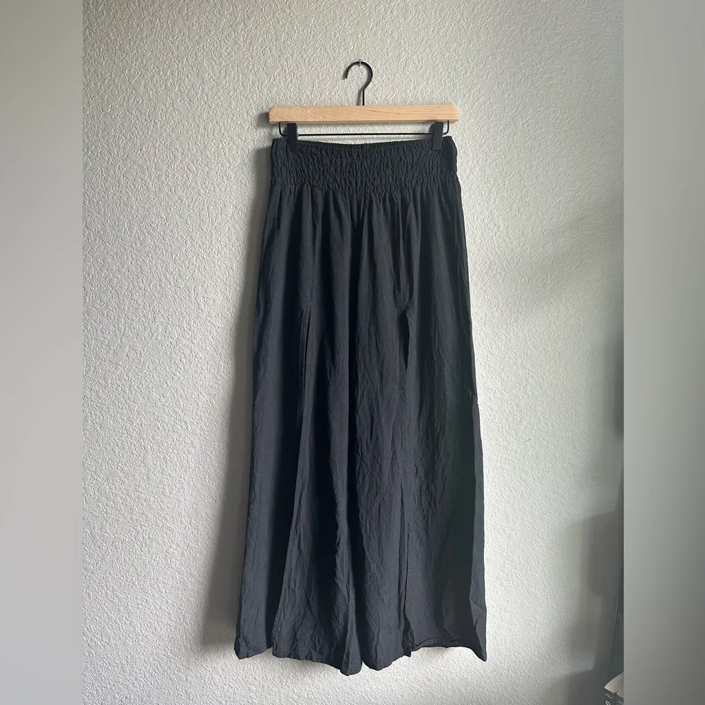🖤Lakhays from the Himalayas Black Open Leg Full Slit Linen Pants Size undefined - Image 2