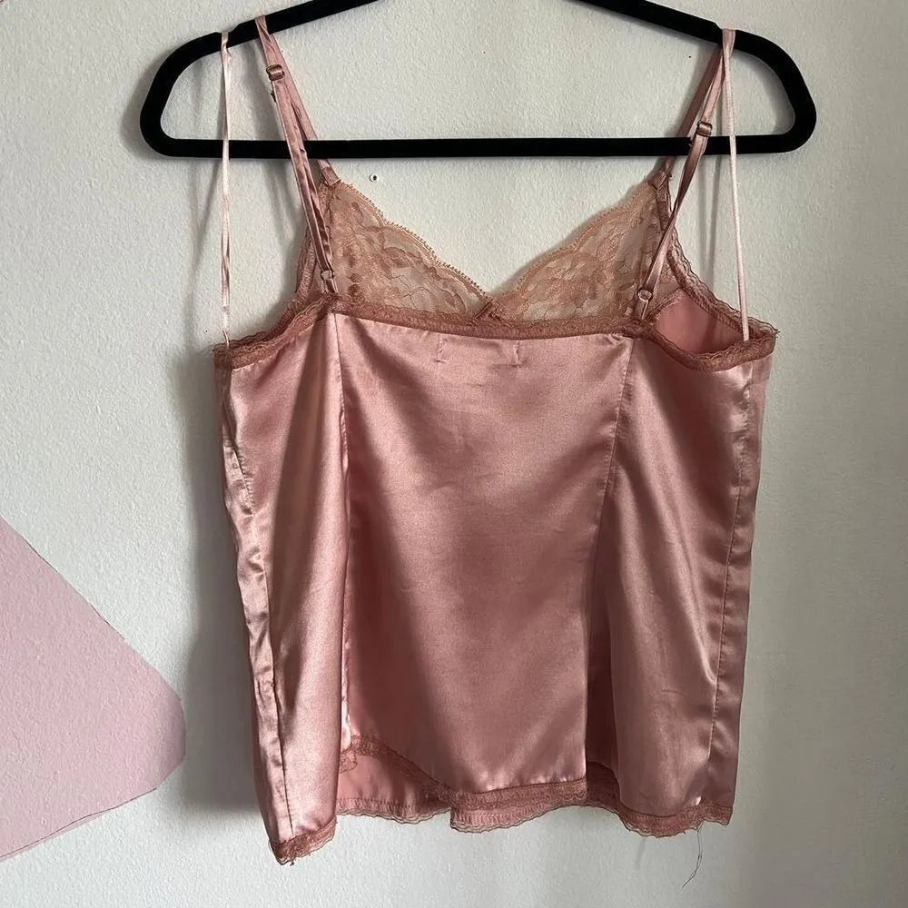Pink Lace Trim‎ Cami Top, Romantic, Soft Grunge, Coquette, Kawaii, Retro Size M - Image 4