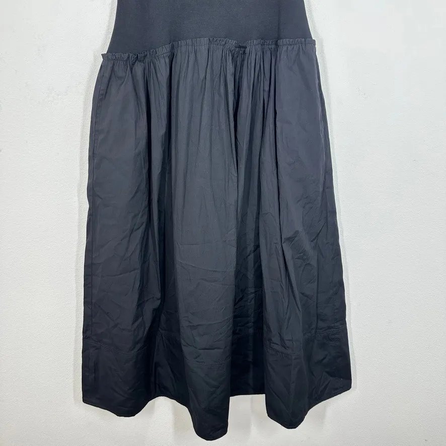 Madewell Black Tank Dress Cotton Blend Midi Ruffle Hem Pockets Size M NWT Ballet - Image 5