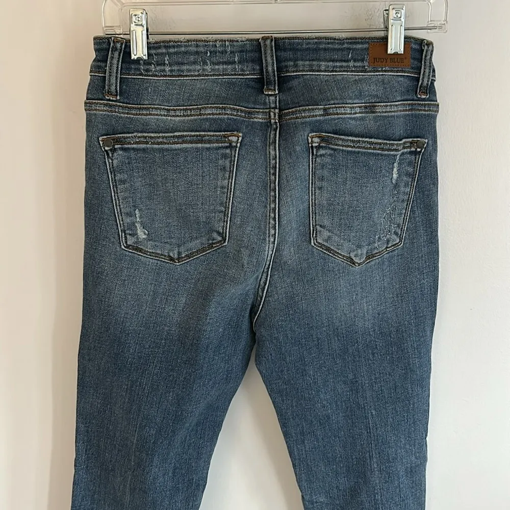 Judy Blue Buffao Plaid Distressed Skinny Jeans - Image 5