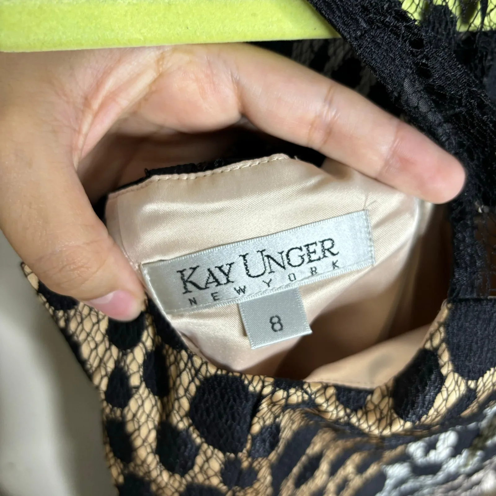 Kay Unger New York Black Lace Midi Dress Sz 8 - Image 5