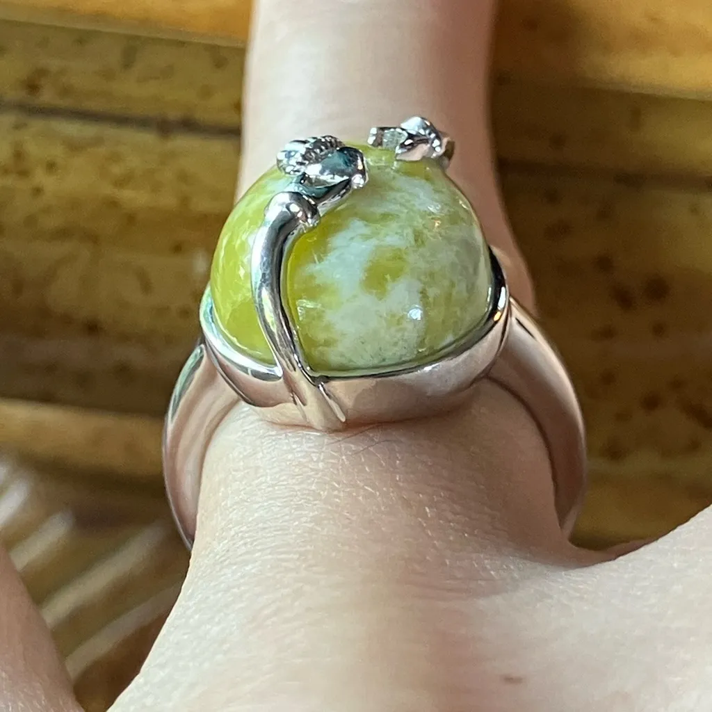 Natural Connemara Marble Sterling Silver Claddagh Ring - Image 2