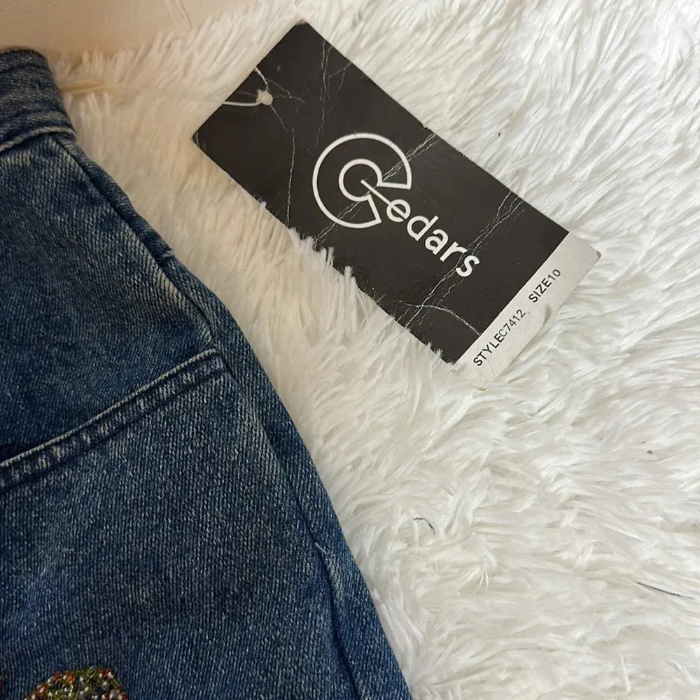 NWT Vintage 80s Cedars Beaded Embellished High waist jeans Blue Size 10 - Image 6