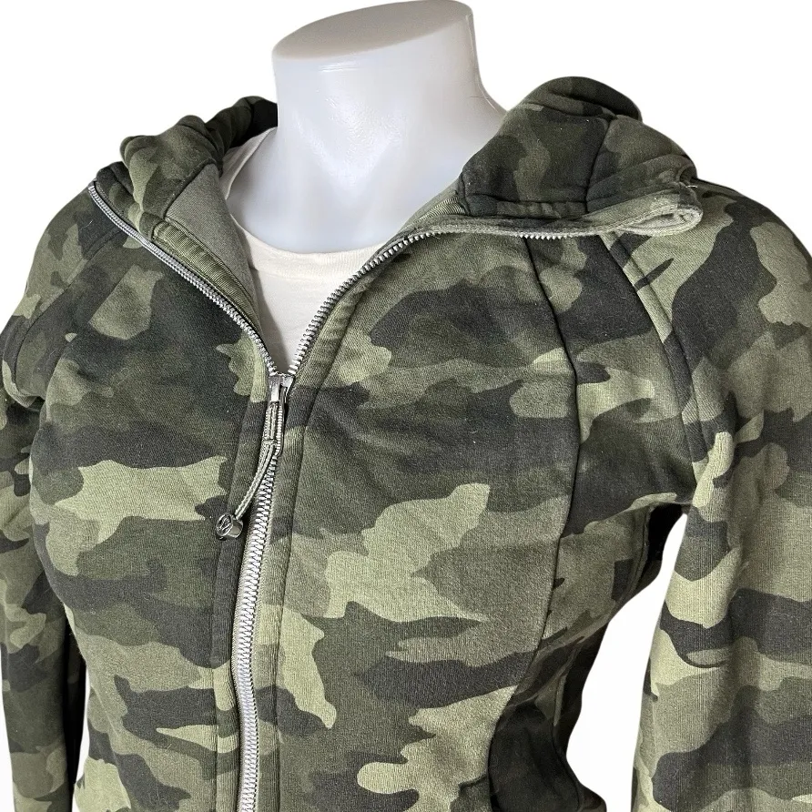 LULULEMON Camo Green Hoodie Scuba Heritage 365 Twill Multi Zipper Front Size 4 - Image 6