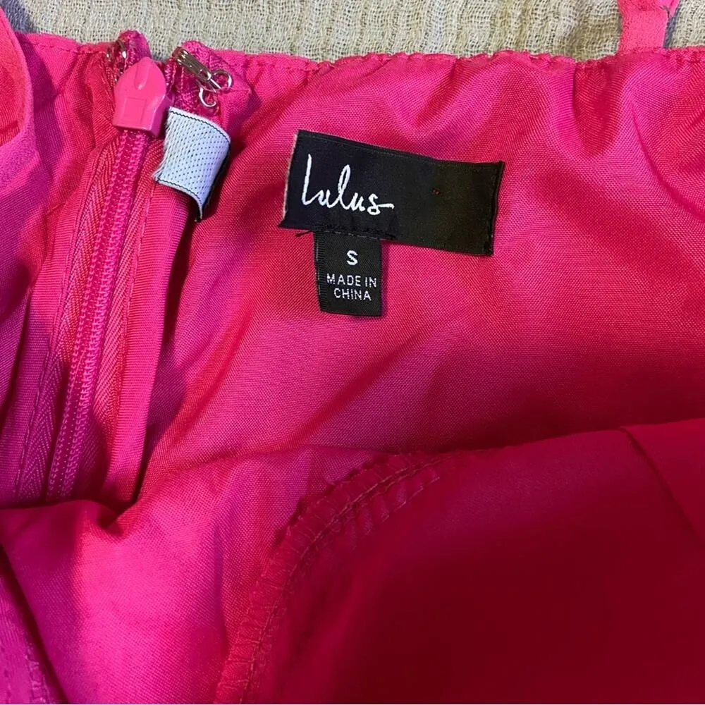 Lulus NWOT  Cascading Crush Hot Pink Tiered Bustier Midi Dress - Image 10