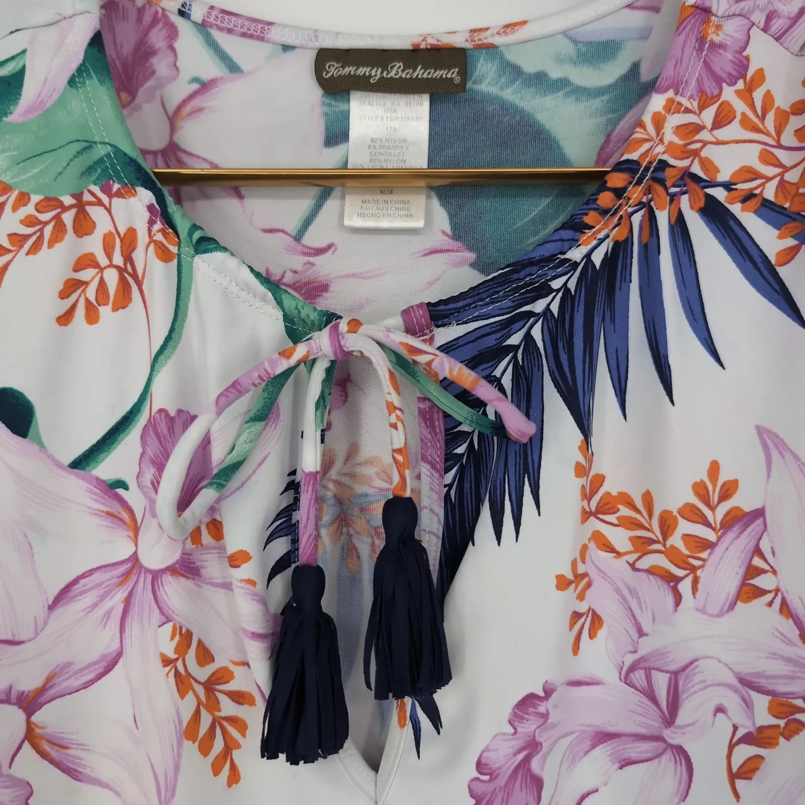 Tommy Bahama Orchid Canopy Swim Mini Dress w Pockets Tropical Print- Size M -GUC - Image 4