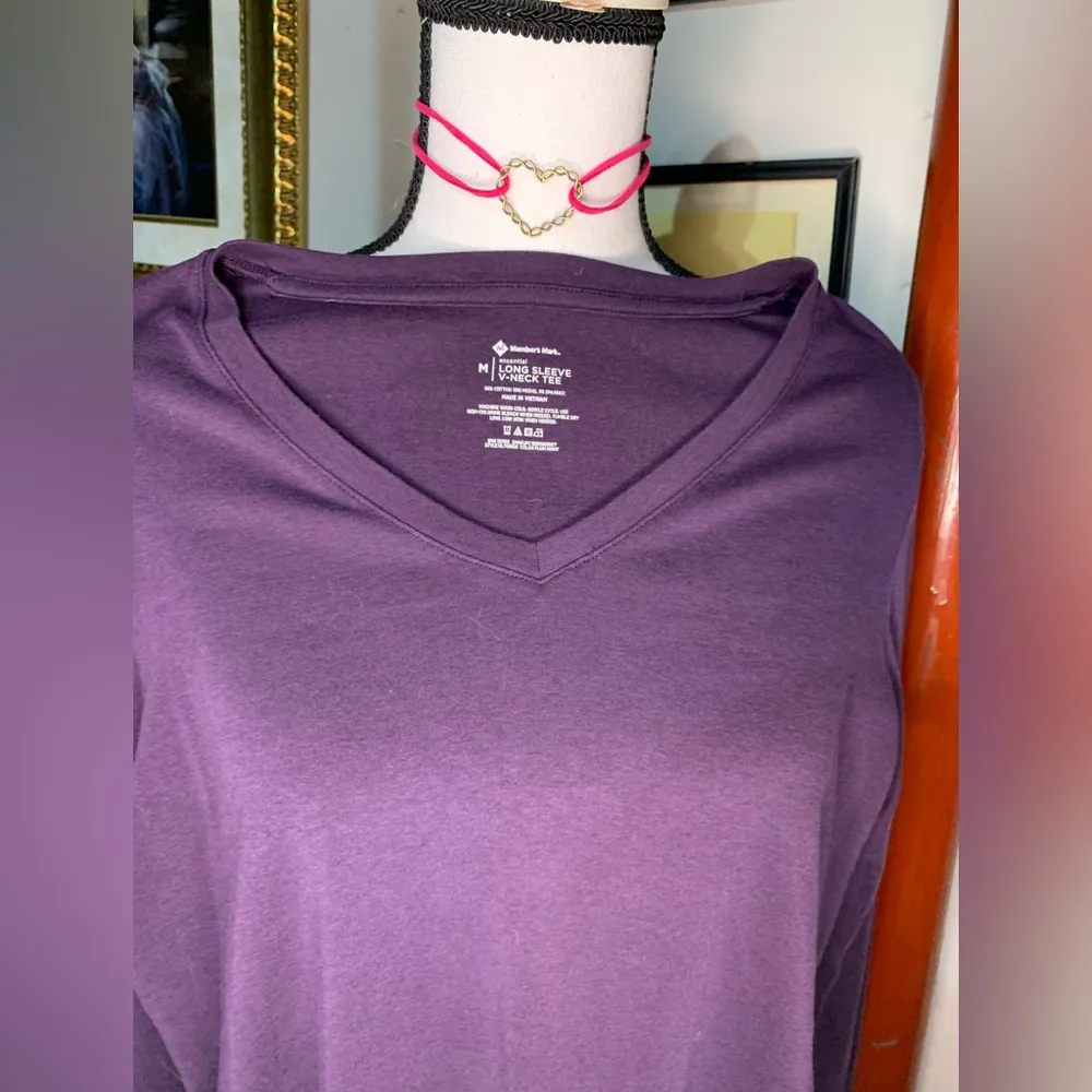 Members Mark  Purple V Neck Shirt - Image 7