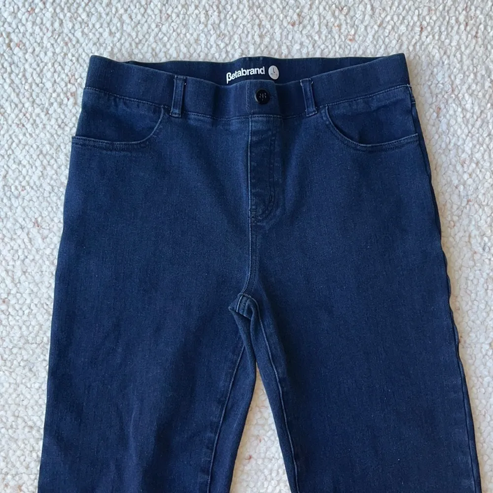 Betabrand Straight Leg 4-Pocket Yoga Denim Dark Indigo Large Petite - Image 5