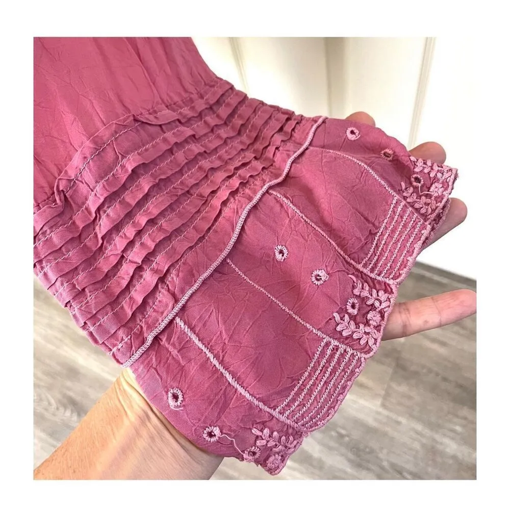 Johnny Was Collection pink rayon embroidered blouse - Image 7