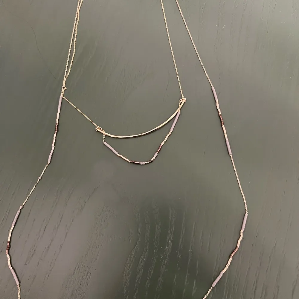 Stella & Dot Prima layered necklace gold gray bead - Image 2