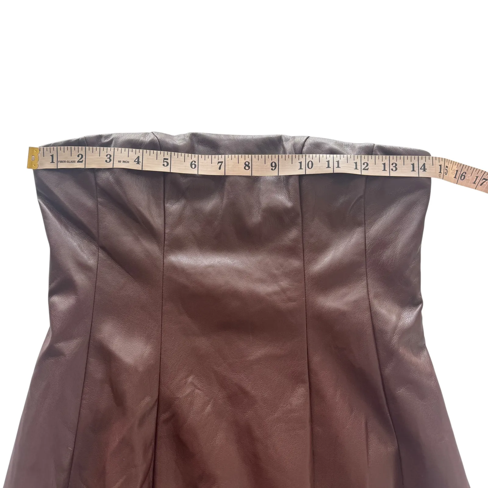 Lovers + Friends X Rachel Ana‎ Brown Faux Leather Maxi Dress Small Strapless S - Image 11