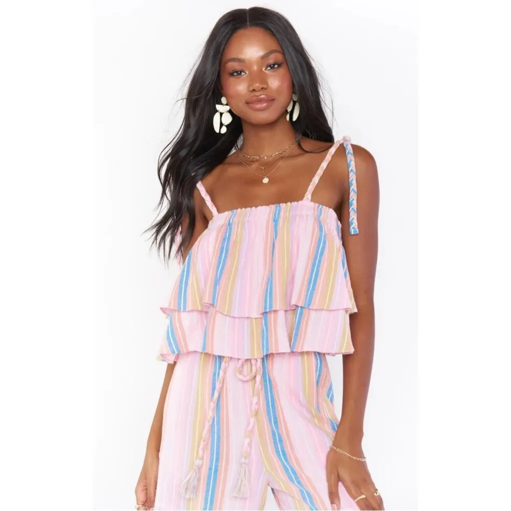 Show Me Your Mumu Paradise Stripe Set Klum Ruffle Top Serafina Pants - Image 4