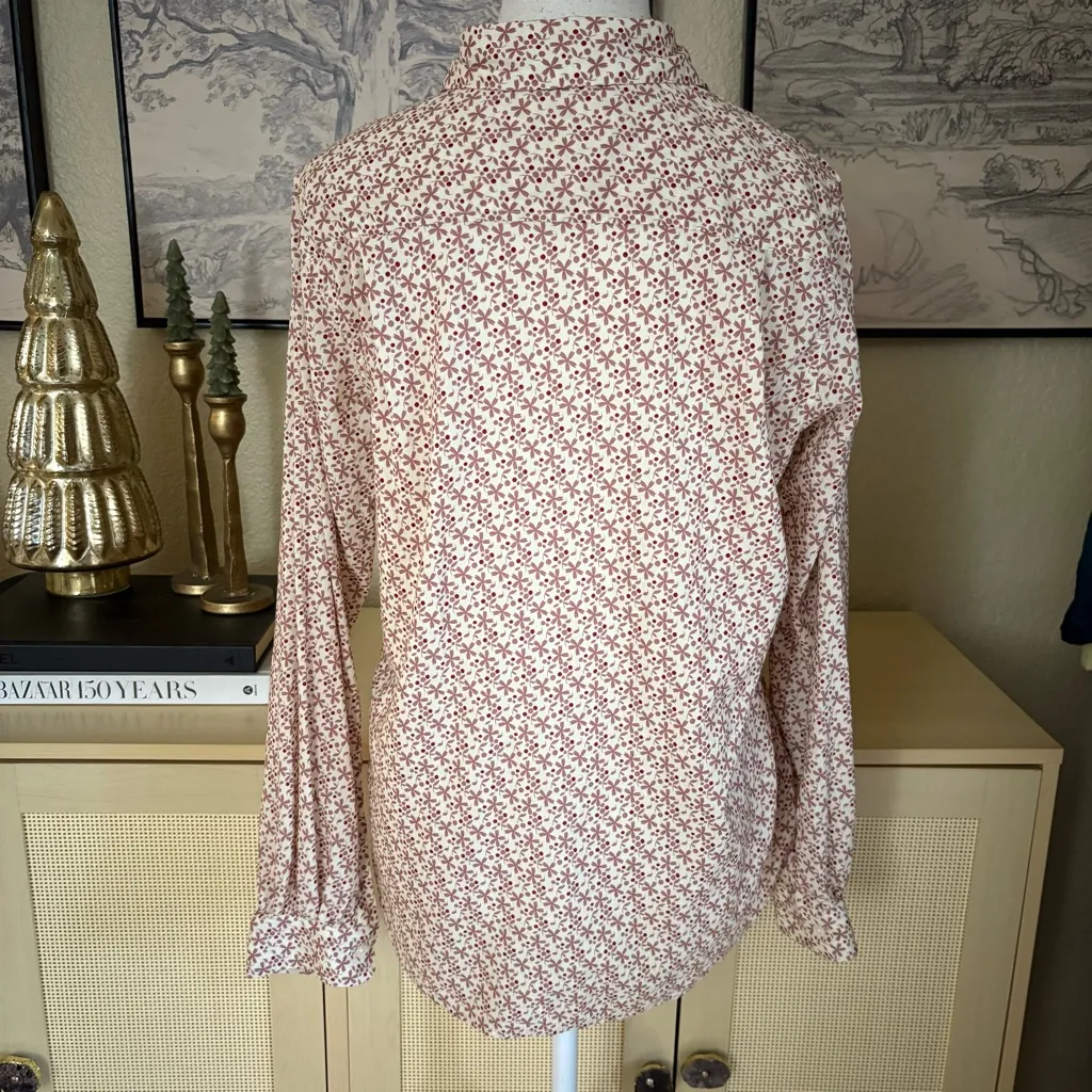 TROVATA BIRDS OF PARADIS Floral Print Button Down Long Sleeve Top Size Small - Image 4