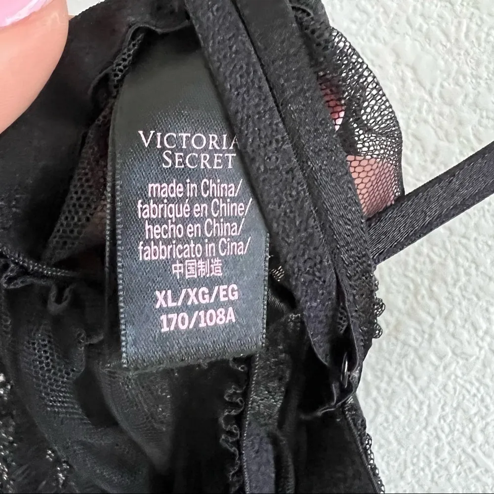 Victoria's Secret Black Strappy Lace and Mesh Lingerie XL - Image 4