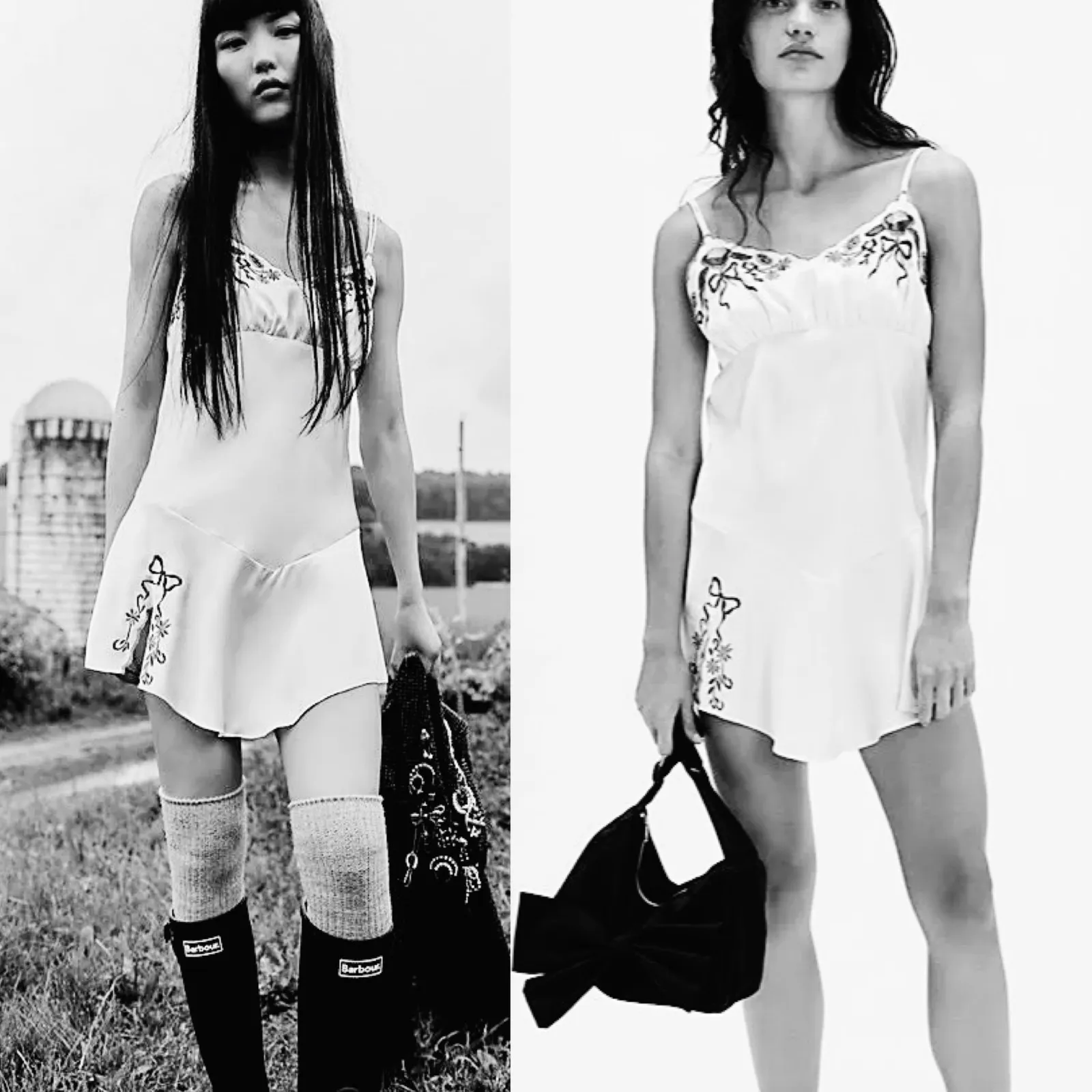 Free People mini dress satin mini slip floral embroidery Small - Image 10