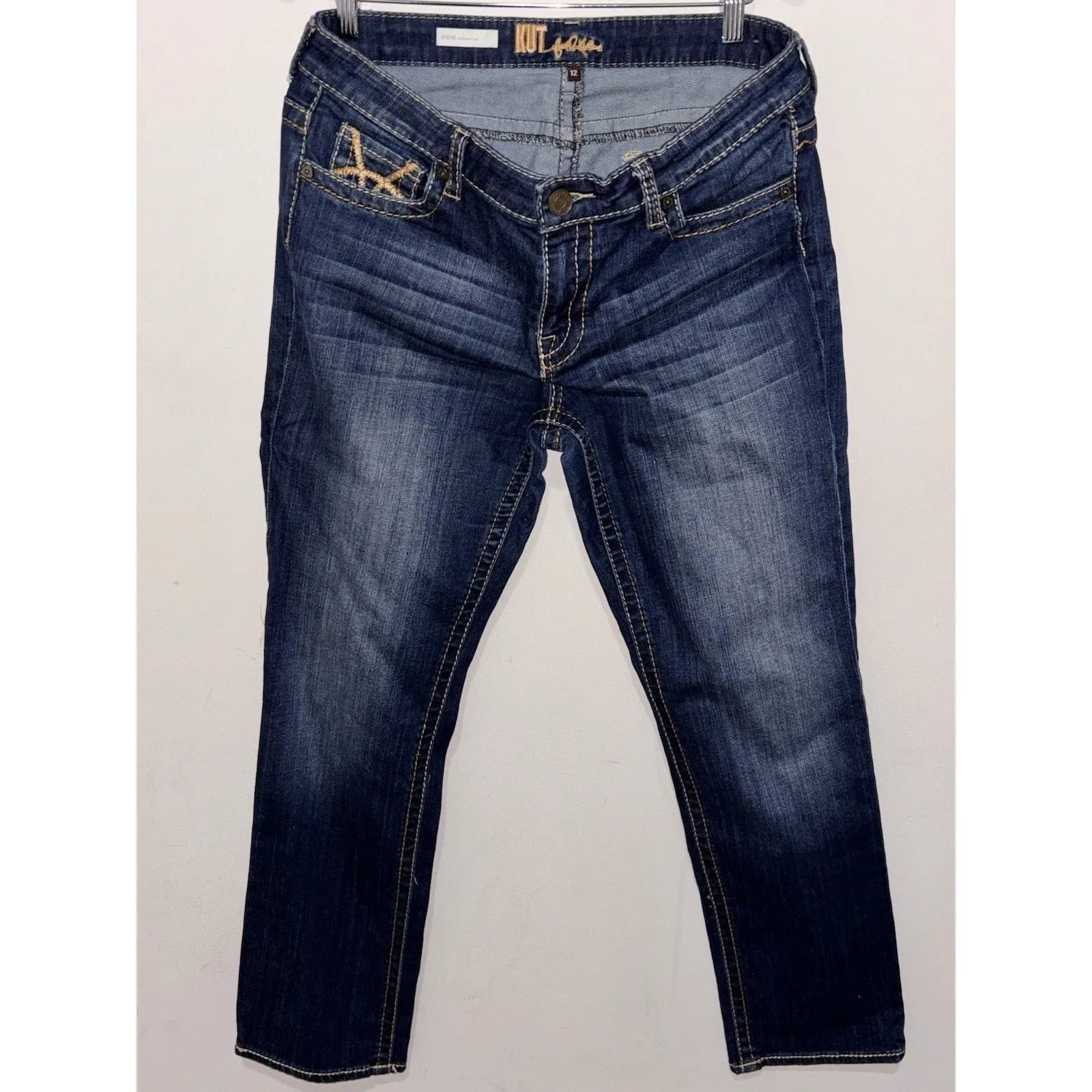 Kut From the Kloth embroidered thick stitch Stevie Straight Leg Jeans Women’s 12 - Image 4