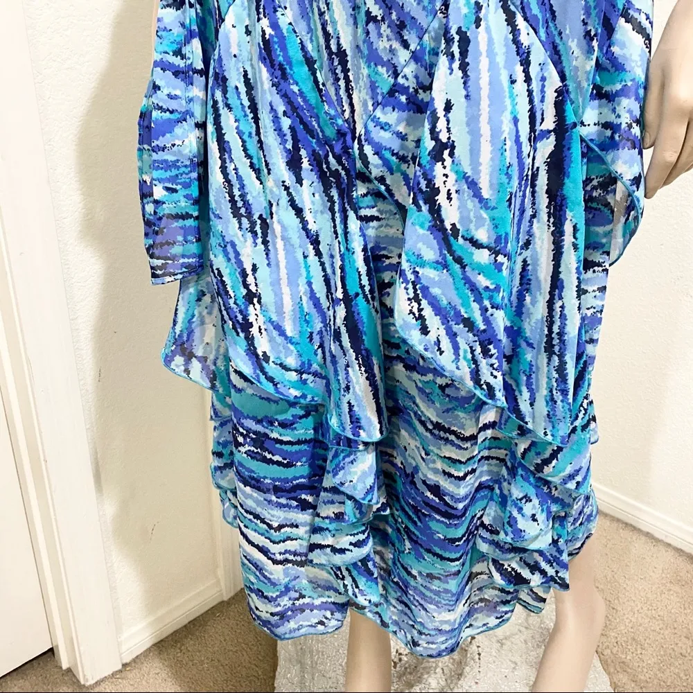 NWT Lane Bryant Printed Ruffle Belted Dress 28 - Image 8
