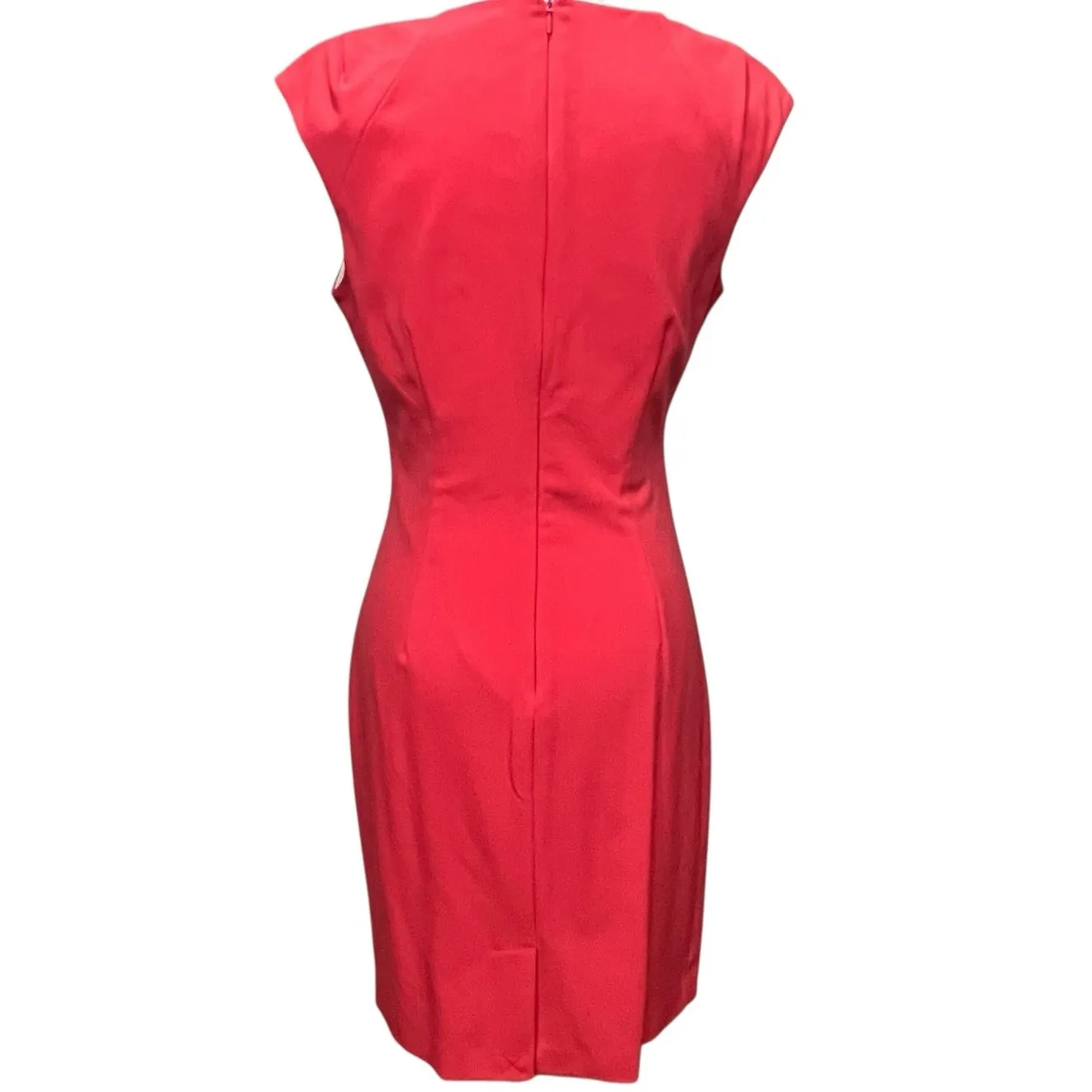 Calvin Klein Sheath Dress Womens 6 Red Orange Horseshoe Neck Lined Career Office - Image 4